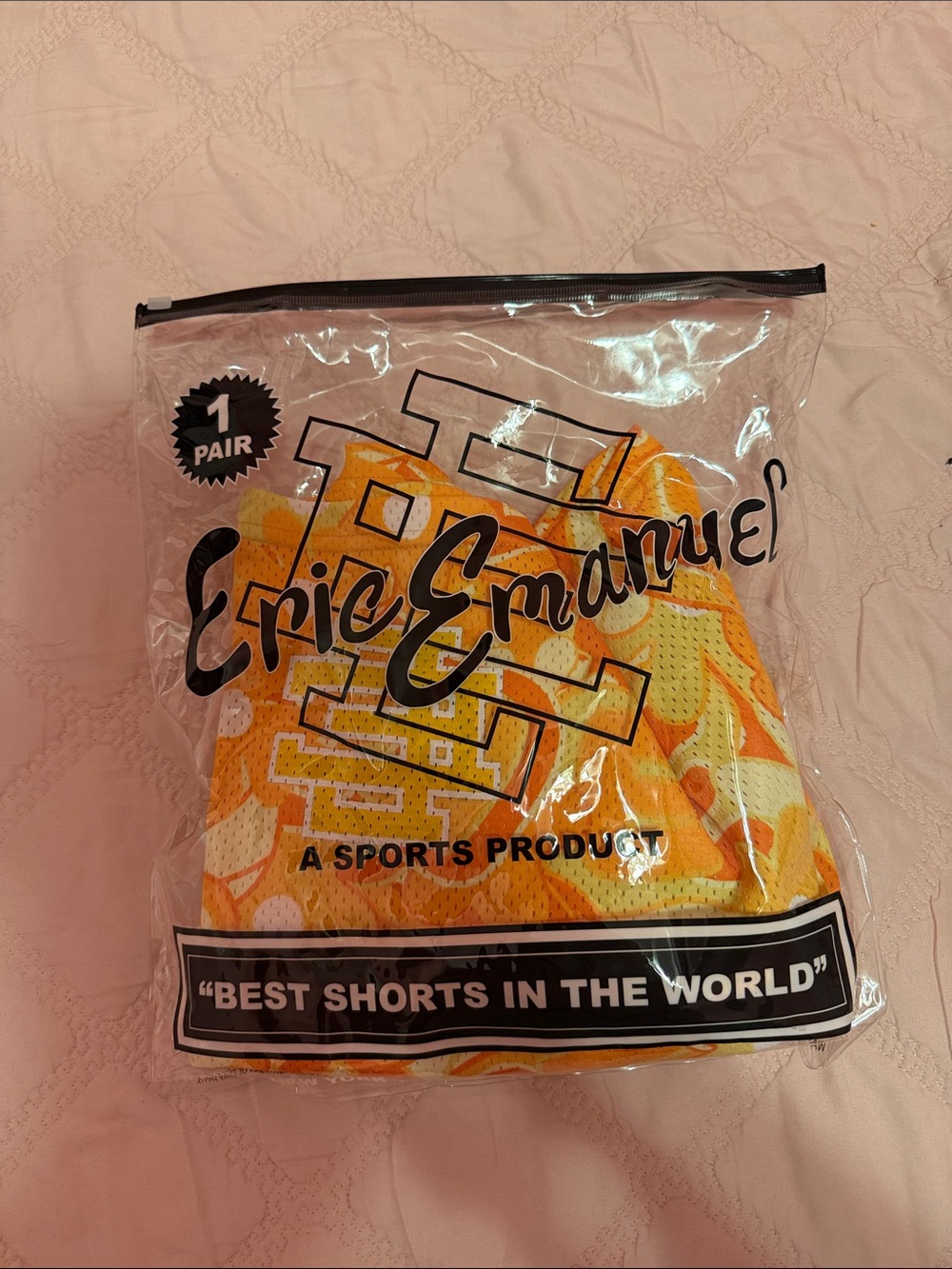 Eric Emanuel Men’s Yellow & Orange Print Mesh Athletic Shorts